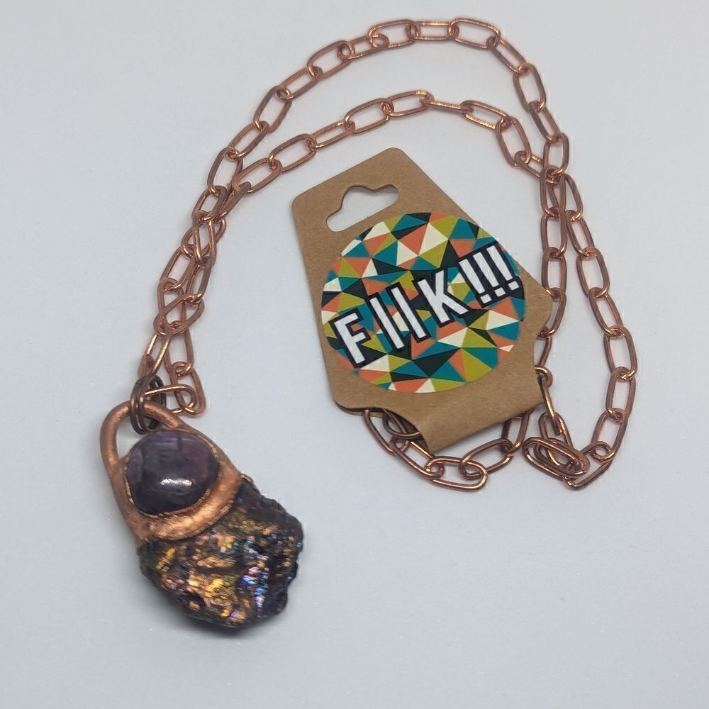 'Ameliana' Unakite Rune, Bornite & Ruby Necklace - Picture 7 of 9